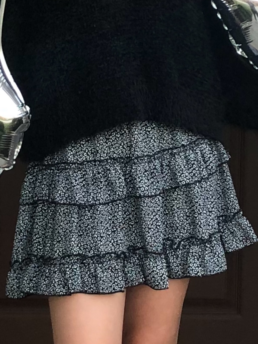 Altar'd State Black Floral A-Line Skirt